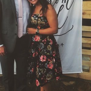 Midi floral fit and flare dress